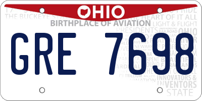 OH license plate GRE7698