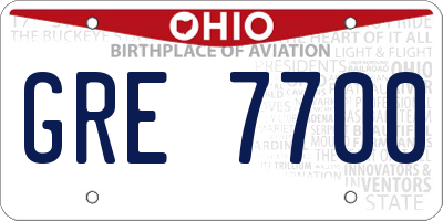 OH license plate GRE7700