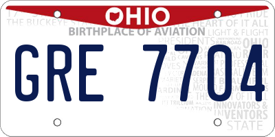 OH license plate GRE7704