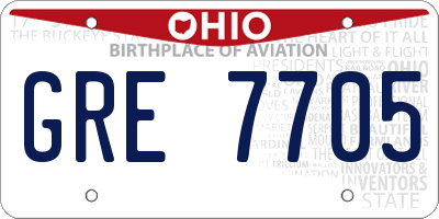 OH license plate GRE7705