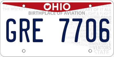 OH license plate GRE7706
