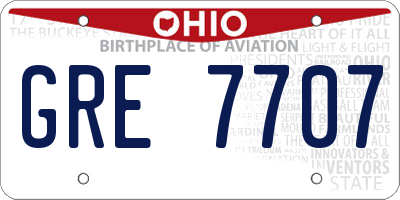 OH license plate GRE7707