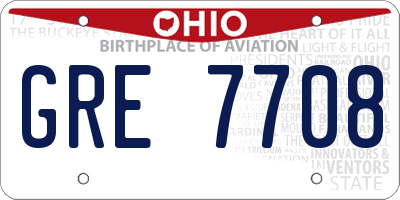 OH license plate GRE7708