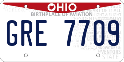 OH license plate GRE7709
