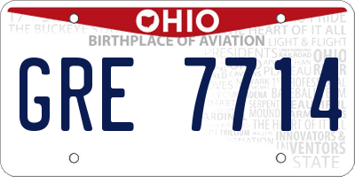 OH license plate GRE7714