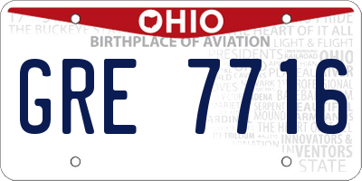 OH license plate GRE7716