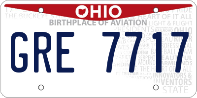 OH license plate GRE7717