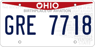 OH license plate GRE7718