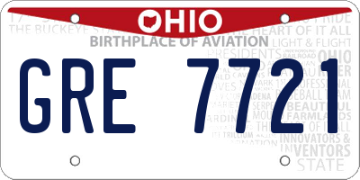 OH license plate GRE7721