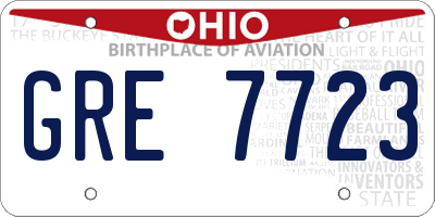 OH license plate GRE7723
