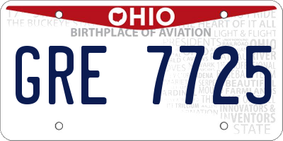 OH license plate GRE7725