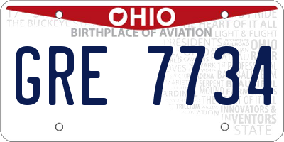 OH license plate GRE7734