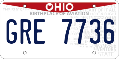 OH license plate GRE7736