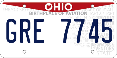 OH license plate GRE7745