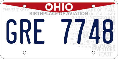 OH license plate GRE7748