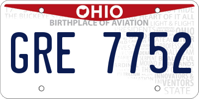 OH license plate GRE7752