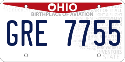OH license plate GRE7755