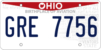 OH license plate GRE7756