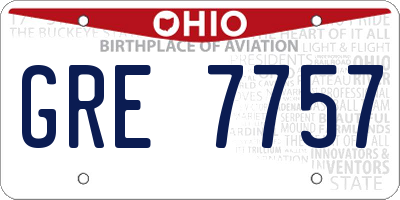 OH license plate GRE7757