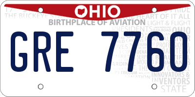 OH license plate GRE7760