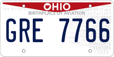 OH license plate GRE7766
