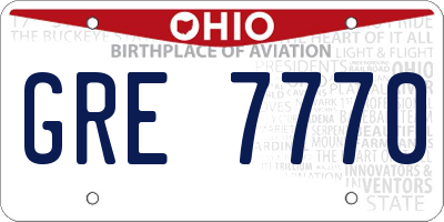 OH license plate GRE7770