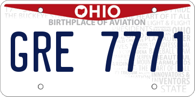 OH license plate GRE7771