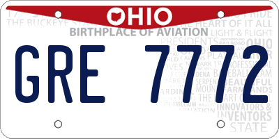 OH license plate GRE7772