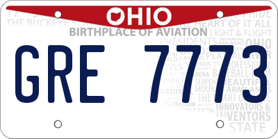 OH license plate GRE7773