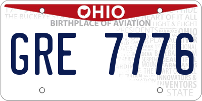 OH license plate GRE7776