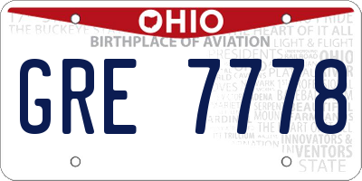 OH license plate GRE7778