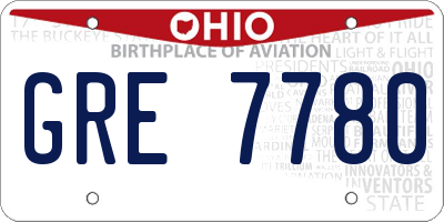 OH license plate GRE7780