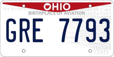 OH license plate GRE7793