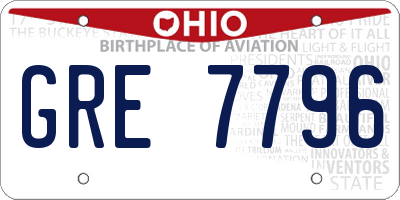 OH license plate GRE7796