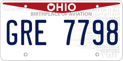 OH license plate GRE7798
