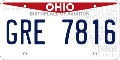 OH license plate GRE7816