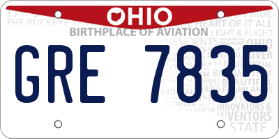 OH license plate GRE7835