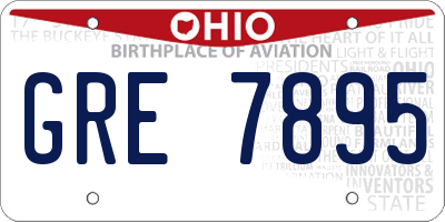 OH license plate GRE7895