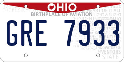 OH license plate GRE7933