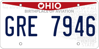 OH license plate GRE7946