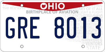 OH license plate GRE8013