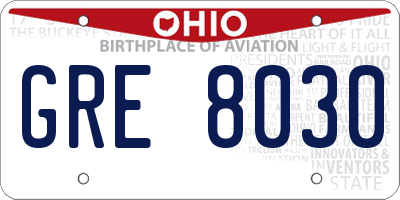 OH license plate GRE8030