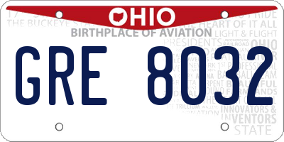 OH license plate GRE8032