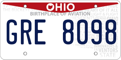 OH license plate GRE8098