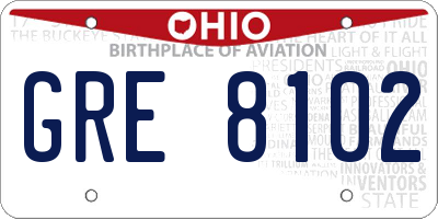 OH license plate GRE8102