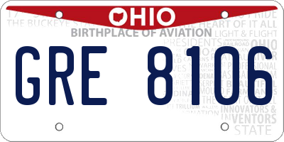 OH license plate GRE8106