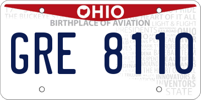 OH license plate GRE8110