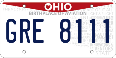 OH license plate GRE8111