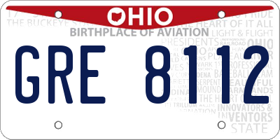 OH license plate GRE8112