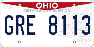 OH license plate GRE8113